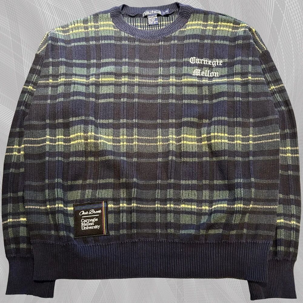 Oak Brook x Carnegie Mellon University Upcycled Tartan Plaid Sweater Size Medium